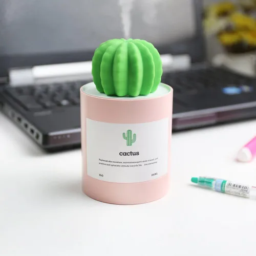 Miniatura 2 de Minihumidificador, 280ml USB Portátil Cactus Difusor de aire con niebla fría, Funcionamiento Ultra-silencioso para Dormitorio Hogar Oficina Yoga Rosa