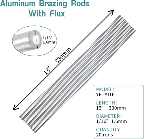 Miniatura 2 de Varilla de soldadura de aluminio 1/16 para antorcha de propano, varillas de soldadura de aluminio con núcleo de fundente, sin necesidad de flujo