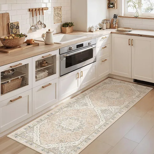 Miniatura 969 de Madane Tapete lavable de 2 x 10 pies para pasillo, cocina, recibidor, clásico, suave, antideslizante para interiores, casa de campo, baño, sala