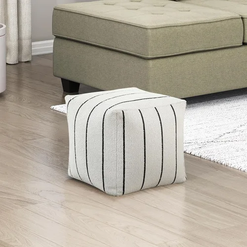 Miniatura 8 de Lexicon Puf otomano, reposapiés otomano cuadrado, puf de tela de chenilla, taburetes pequeños para sofá con relleno para sala de estar/dormitorio