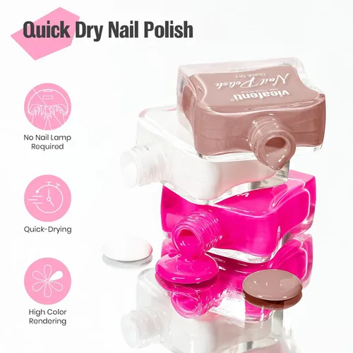 Miniatura 7 de Esmalte de uñas rosa intenso brillante, 0.5 onzas líquidas, esmalte de uñas de secado rápido de alto brillo, aplicación suave de larga duración