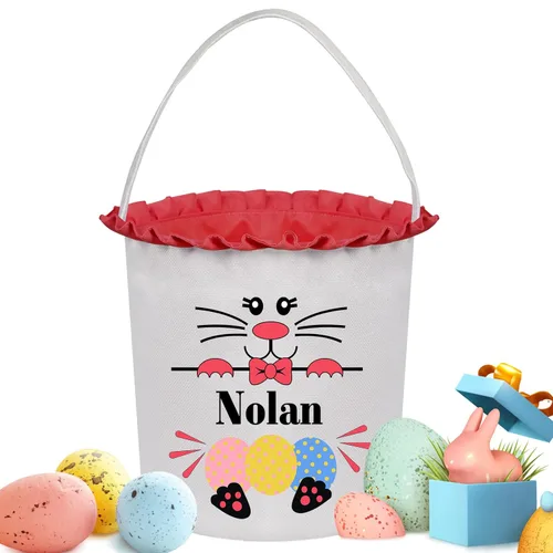 Miniatura 24 de Cestas de Pascua personalizadas para niños y niñas, cestas de conejo de Pascua personalizadas para niños, cesta de caza de huevos de Pascua, regalos