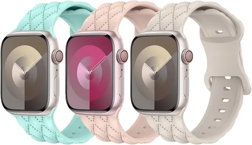Miniatura 26 de Correa de silicona para Apple Watch para mujer de 1.575 in 1.496 in 1.614 in 1.732 in 1.811 in 1.772 in 1.654 in, correa deportiva de repuesto