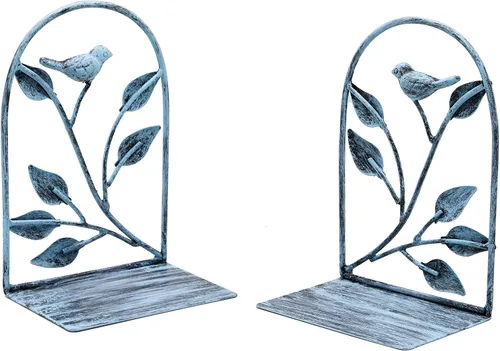 Miniatura 7 de OwlGift Sujetalibros rústicos de hierro fundido con diseño de pájaro para estantes, sujetalibros antideslizante, tapón de metal resistente
