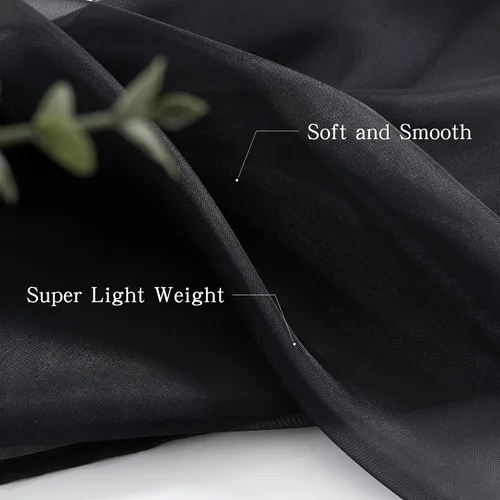 Miniatura 3 de Luvyohmee Cenefas de bufanda negras para ventanas, cenefa transparente de 144 pulgadas, cenefas transparentes para ventanas, tela para drapear