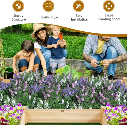 Miniatura 3 de S AFSTAR Cama de jardín elevada de madera, kit de jardinera divisible, cama elevada para plantar flores al aire libre, macetas sobre el suelo