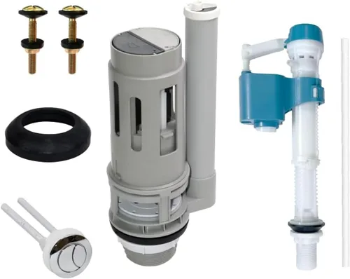 2-In Dual Flush Valve Replacement Kit with Metal Bolts | Extendable Fill Valve,Adjustable Rod Length,2-Piece Toilet Tank Repair Parts