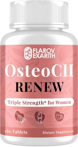 Suplementos articulares para mujeres OsteoCII Renew Triple Strength - Fórmula avanzada para articulaciones, huesos y piel - colágeno, glucosamina,