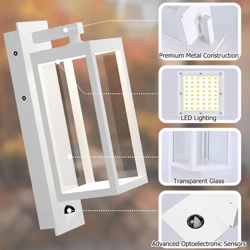 Miniatura 6 de Luces LED con sensor de movimiento para porche, montaje en pared al aire libre, lámpara exterior para casa, garaje, patio, jardín, 13 W, 750 lm