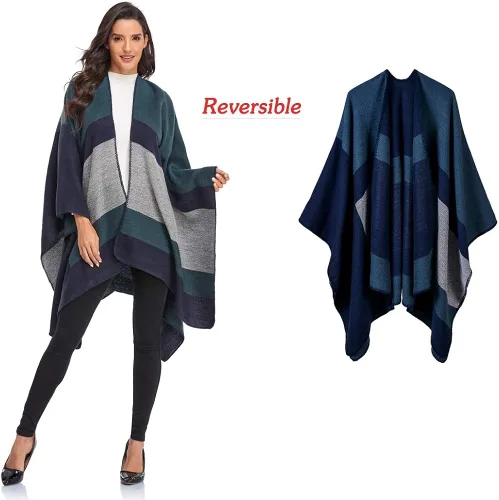 Miniatura 2 de Immerguter Capa tipo poncho tipo chal para mujer para otoño e invierno