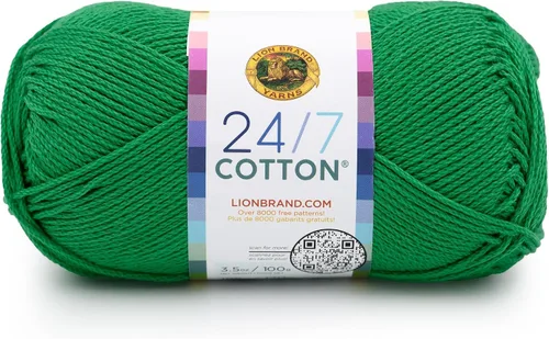 Miniatura 69 de Lion Brand Yarn, Hilo ligero mercerizado de algodón 24/7 para tejer, ganchillo y manualidades, Almirante, 1 paquete, 185 yardas de fibra natural