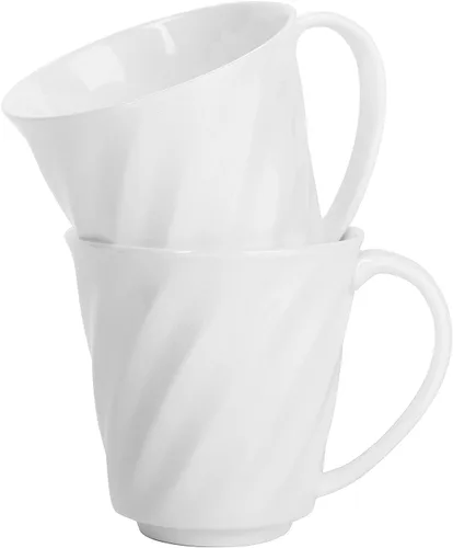 Taza de café de cerámica de hueso fino con asas para bebidas calientes, café, capuchino, latte, cacao, té, perfecta para el hogar (juego de 2)