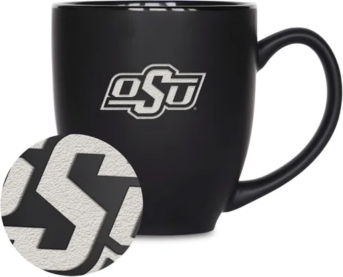 Miniatura 283 de Rico Industries - Taza de cerámica mate negra con grabado láser estándar de 15oz para NCAA (escuelas T & U) - Para bebidas calientes o frías