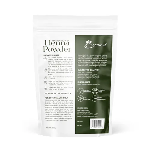 Miniatura 2 de Polvo de henna 100% natural y puro/Lawsonia Inermis para el cabello, color rojo anaranjado, triple desplazamiento, pasta de henna suave y conos, sin