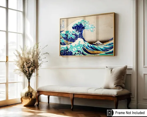Miniatura 3 de Poster Master Póster vintage de The Great Wave Off Kanagawa – Estampado retro de barcos sobre mar tormentoso – Arte japonés – Regalo para hombres