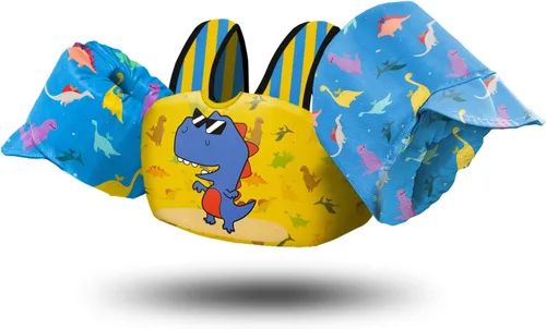 Chriffer - Chaleco salvavidas para niños de 30 a 55 libras, flotadores con arnés de hombro con alas de brazo para niños y niñas de 2, 3, 4, 5, 6, 7