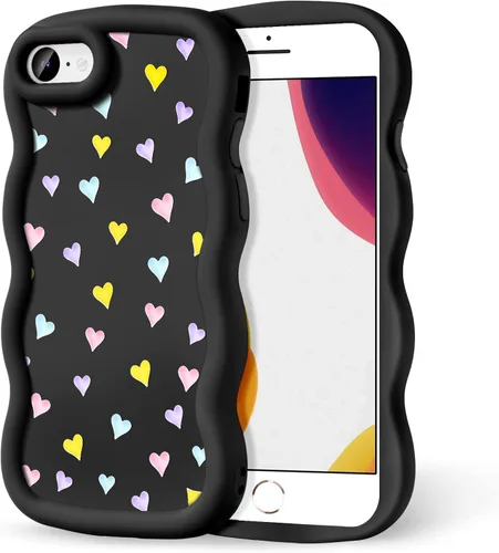 Miniatura 112 de Compatible con iPhone SE/8/7 Funda para Mujeres y Niñas, Marco Ondulado Rizado con Patrón Lindo, Estética Delgada Suave Silicona TPU Parachoques