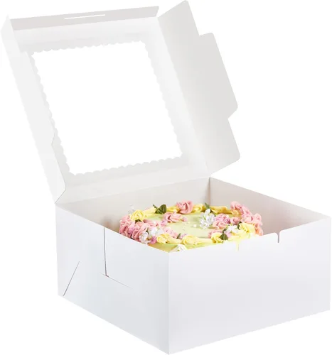 Kootek 24 cajas para pasteles con ventana, cajas de panadería de 10 x 10 x 5 pulgadas, cajas de pastelería para pasteles, fresas cubiertas de