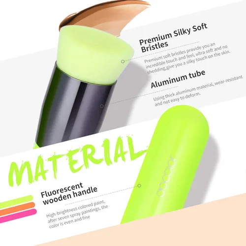 Miniatura 2 de docolor - Brocha de base Kabuki, base de maquillaje sintética profesional para mezclar crema líquida o polvo, cosméticos, cobertura completa, Verde
