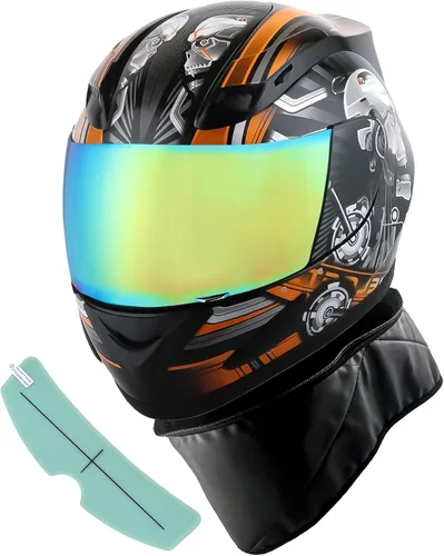Miniatura 21 de 1Storm - Casco de cabeza completa para motocicleta, diseño de calavera mecánica HJDJ11