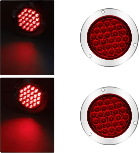 Miniatura 14 de Kit de 2 luces LED redondas amarillas traseras para remolque, 24 luces LED de freno y giro de marcha atrás para camión RV (24 LED, amarillo)
