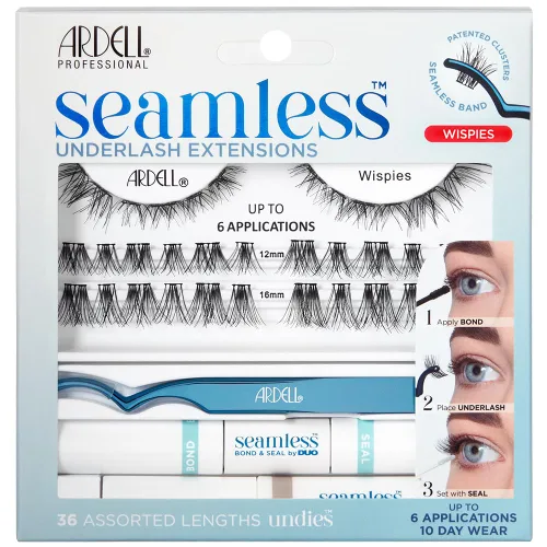 Miniatura 17 de Kit de Recarga de Extensiones de Pestañas Sin Costuras Ardell, Wispies - 32 Longitudes de Racimo Surtidas, Racimos de Pestañas DIY Personalizables