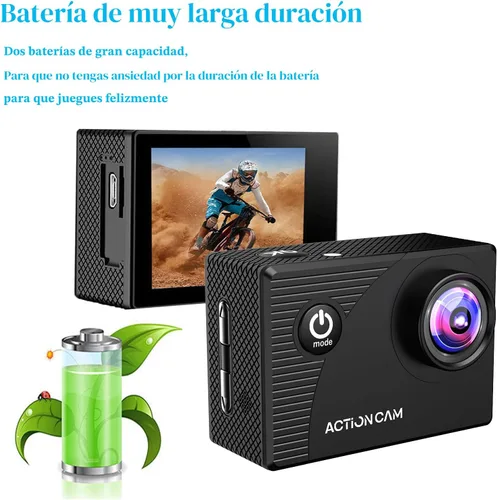 Miniatura 4 de Xilecam Cámara de acción 1080P 30fps Cámara deportiva sumergible hasta 40m/131 pies, impermeable, con 2 baterías y accesorio multifunción