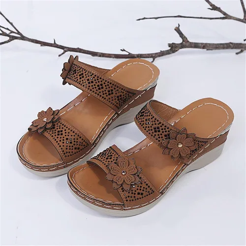 Miniatura 6 de Sandalias ortopédicas para mujer, pantuflas para caminar con soporte de arco, sandalias casuales antideslizantes B9# Marrón