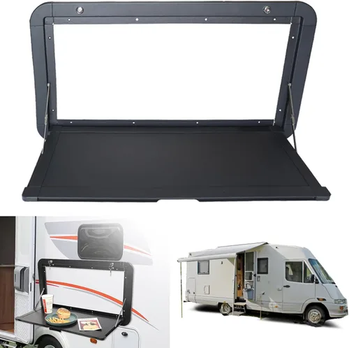 Mesas plegables de comedor para autocaravana, mesa de picnic exterior de 31.5 x 17.7 pulgadas, mesa de pared plegable de aleación de aluminio de