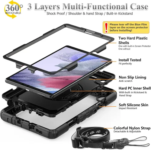 Miniatura 6 de Funda para Samsung Galaxy Tab A7 Lite 2021 8.7'' SM-T220/T225/T227 con Protector de Pantalla Soporte para Lápiz [Correa de Mano Giratoria 360]