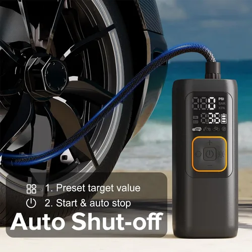 Miniatura 5 de Inflador de neumáticos de 200 PSI, compresor de aire portátil, bomba de neumáticos digital, bomba de aire inalámbrica para neumáticos de automóvil