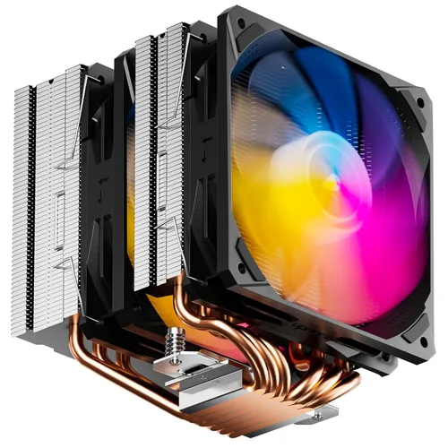 upHere D6SEC Enfriador de aire de CPU de doble torre con tubos de calor de cobre de 6mm x 6 y ventiladores PWM ARGB de 5V de 120mm (1600RPM,