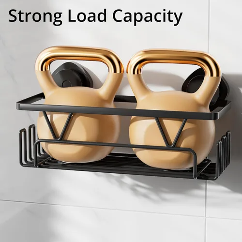 Miniatura 6 de KEGII Organizador de ducha con ventosa con ganchos, estante de succión de ducha de gran capacidad, organizador de baño resistente, soporte de champú