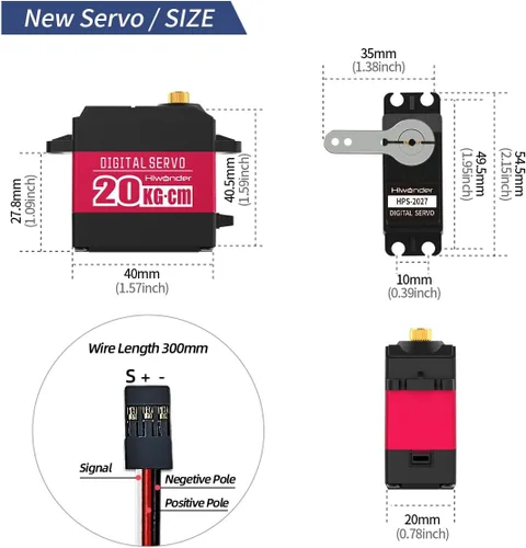 Miniatura 4 de LewanSoul 20KG RC Servo Motores de alto par, servo de dirección con engranaje completo de metal impermeable para 1/6 1/8 1/10 1/12 RC Coche Robot