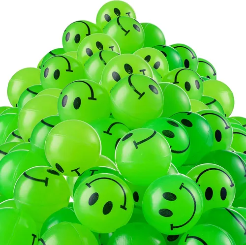 Miniatura 8 de Bedwina Bulk Bouncy Balls Glow in the Dark - (1inch / 27mm) Diameter, High Bouncing, Small Rubber Smile Face Bouncing Balls for Kids, Vending