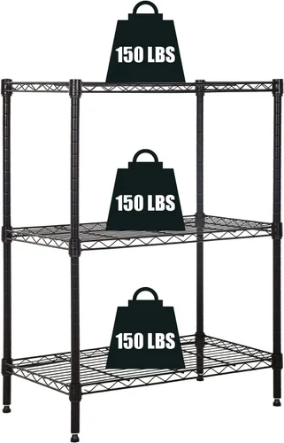 Estantes de almacenamiento ajustables de 3 niveles, estante de almacenamiento resistente (capacidad de carga de 150 libras/estante), organizador de