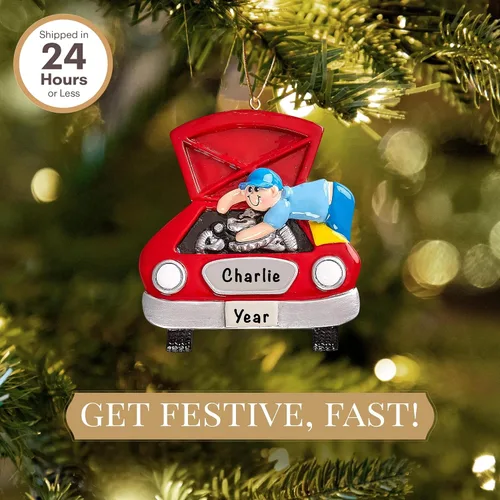 Miniatura 2 de Adorno de mecánico personalizado 2026 Adornos de Navidad personalizados 24 horas, grabado con láser, para árbol, regalo de recuerdo personalizado