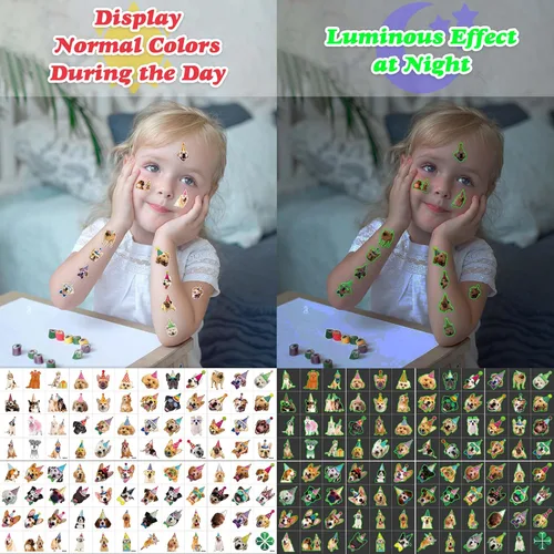 Miniatura 8 de 96 calcomanías de tatuajes temporales para fiestas de perros para niños, precortadas, impermeables y seguras para la piel, suministros de primer