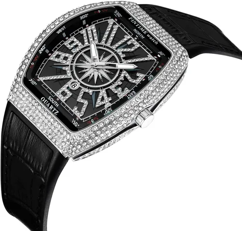 Miniatura 5 de Gosasa Reloj Tonneau único de moda para hombre con diamantes de imitación de cuarzo con correa de goma