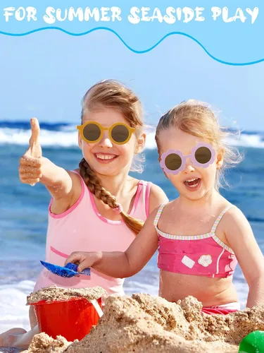 Miniatura 6 de Dunzy 16 pares de lentes de sol para niños y niñas, lindos lentes de sol redondos para fiestas en la playa, de 3 a 10 años