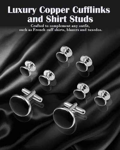 Miniatura 17 de Lictin Men's Cufflinks Cuff Links for Men, Stainless Steel Tuxedo Shirt Cuff Links Set