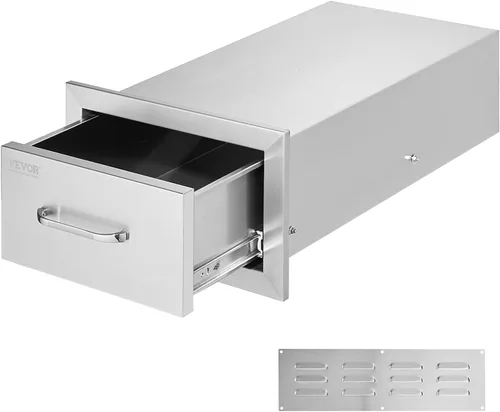 Miniatura 13 de VEVOR Cajones de cocina para exteriores de 14 x 20.3 pulgadas, cajones triples de montaje empotrado, 14 pulgadas de ancho x 20.3 pulgadas de alto x
