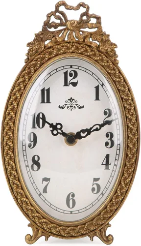 NIKKY HOME Reloj de mesa dorado silencioso sin tictac, pequeño estante de escritorio, funciona con pilas, decoración clásica del hogar para