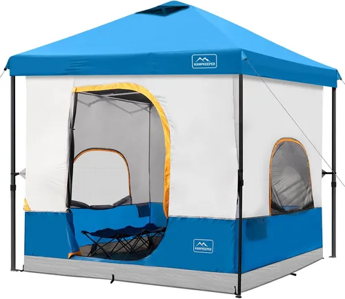 Miniatura 9 de KAMPKEEPER Tienda de campaña para 6 personas, tienda de campaña desplegable de 10 x 10 pies con tienda interior de campamento, convierte el toldo