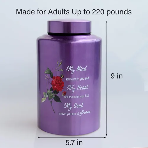 Miniatura 3 de Urnas grandes de hasta 200 libras para adultos, urna de cremación humana, urna decorativa para cenizas humanas con urna de rosa con bolsa