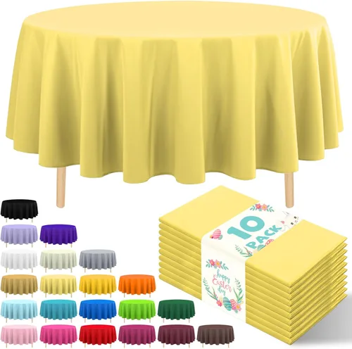Miniatura 22 de Paquete de 10 manteles desechables de plástico premium de 54 x 108 pulgadas, mantel rectangular para mesa, para cumpleaños, bodas, Navidad, Beige