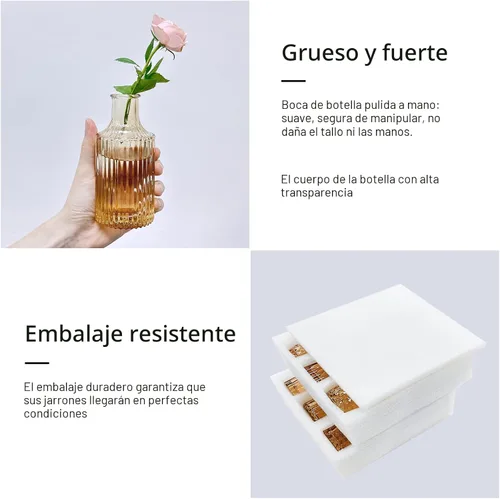 Miniatura 7 de SUPMIND Juego de 12 jarrones de vidrio para brotes, pequeños jarrones de flores dorados ámbar para centros de mesa a granel, mini jarrón vintage