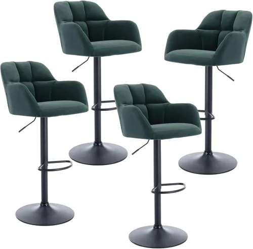 Miniatura 28 de ROCITY Juego de 2 taburetes de bar de terciopelo con respaldo, silla de bar beige para isla de cocina, taburetes de bar modernos con patas de metal