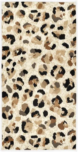 Pfrewn Toallas de baño de mano con estampado de leopardo negro dorado, suaves, absorbentes, para colgar en la cocina, para decoración del hogar, 16