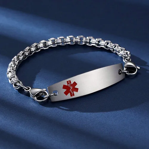 Miniatura 4 de Pulseras médicas ajustables de 7.5"-9" para mujereshombres pulseras médicas intercambiables de acero inoxidable